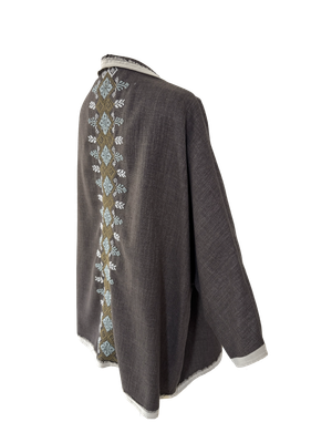 Nadia Dajani x UNHCR Brown Round Jacket with Hand Embroidery