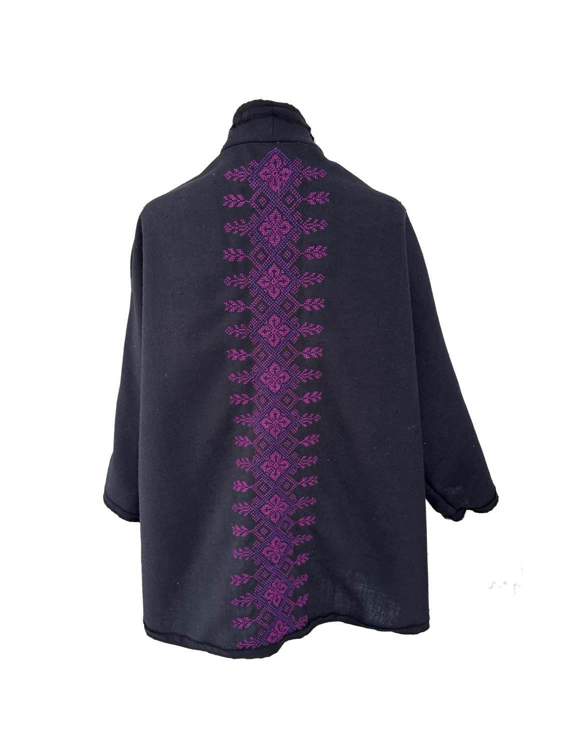 Nadia Dajani x UNHCR Black Round Jacket with Hand Embroidery