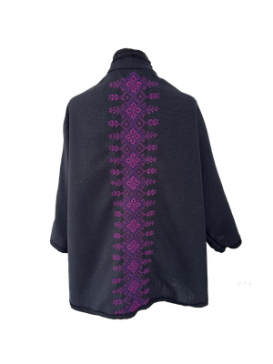 Nadia Dajani x UNHCR Black Round Jacket with Hand Embroidery