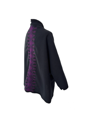 Nadia Dajani x UNHCR Black Round Jacket with Hand Embroidery