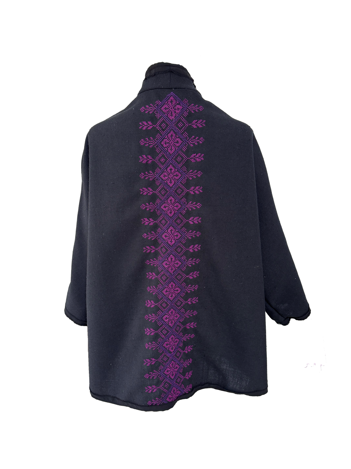 Nadia Dajani x UNHCR Black Round Jacket with Hand Embroidery