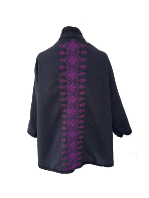Nadia Dajani x UNHCR Black Round Jacket with Hand Embroidery