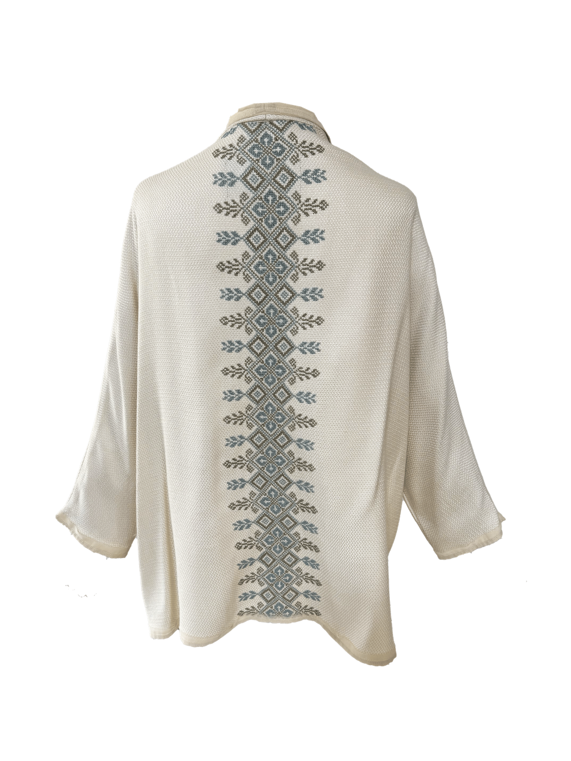 Nadia Dajani x UNHCR White Round Jacket with Hand Embroidery