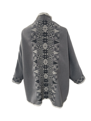 Nadia Dajani x MAP Light Grey Round Jacket with Grey Hand Embroidery