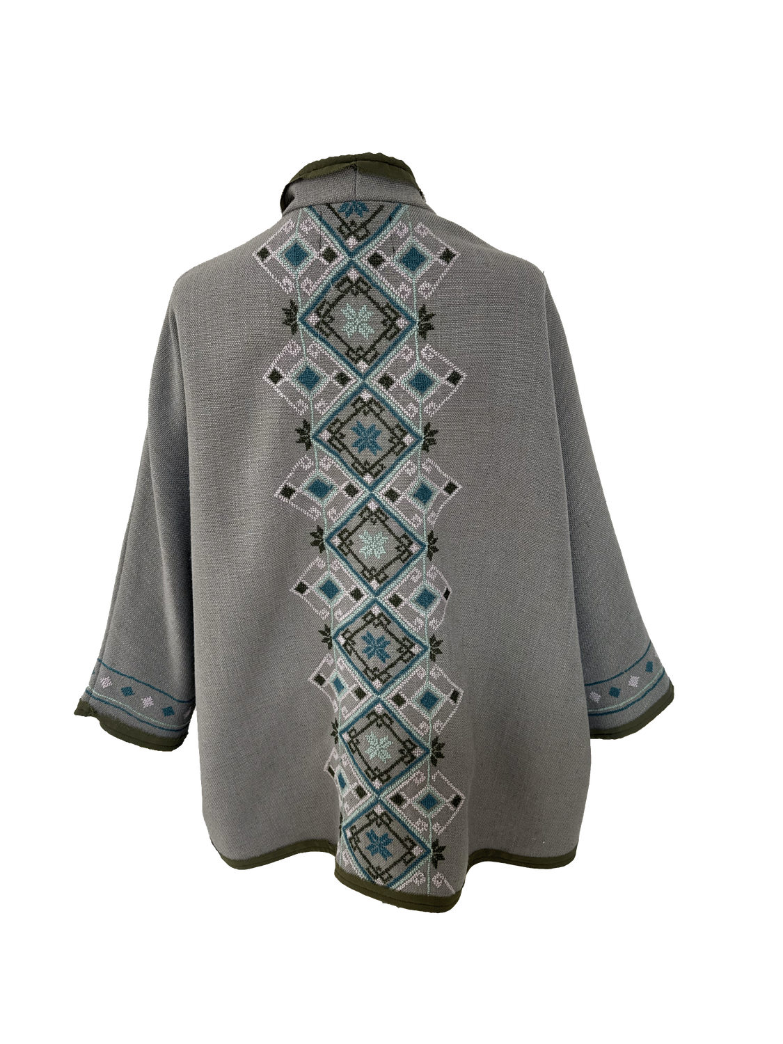 Nadia Dajani x MAP Light Grey Round Jacket with Hand Embroidery