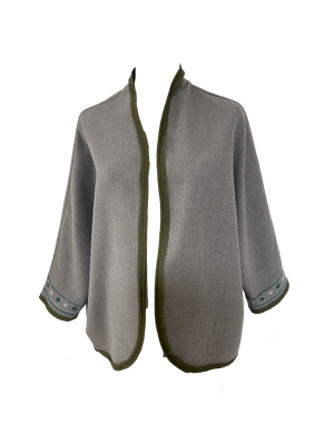 Nadia Dajani x Jerash Camp Light Grey Round Jacket with Hand Embroidery