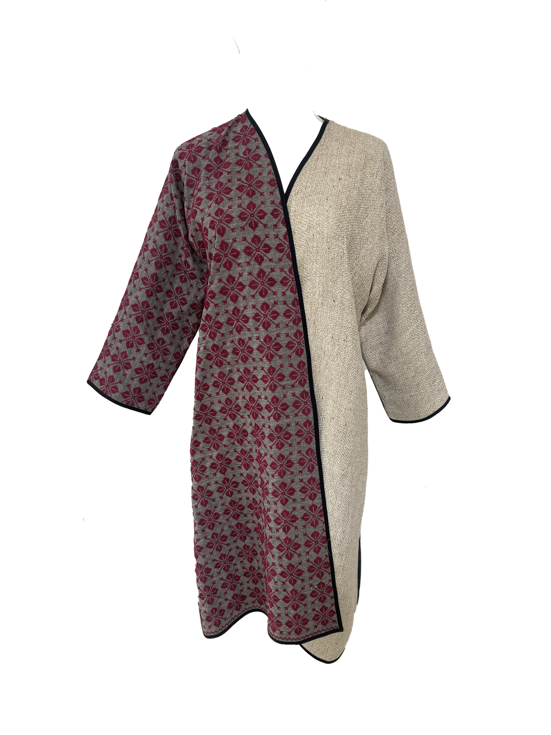 Nadia Dajani x UNHCR Black and Beige Red Embroidered Abaya