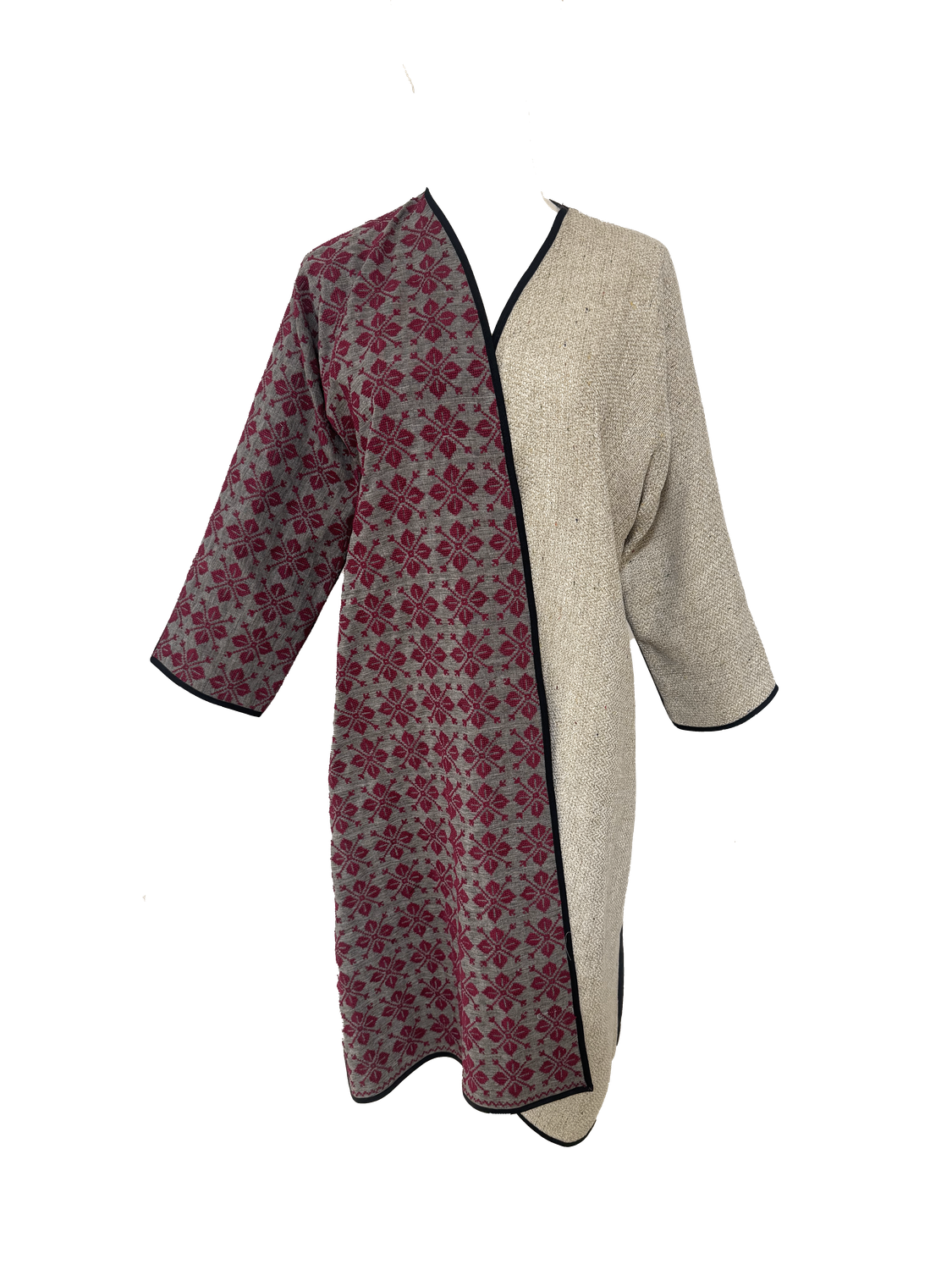 Nadia Dajani x UNHCR Black and Beige Red Embroidered Abaya