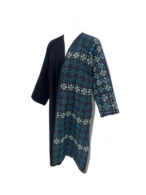 Nadia Dajani x UNHCR Black and Grey Teal Embroidered Abaya