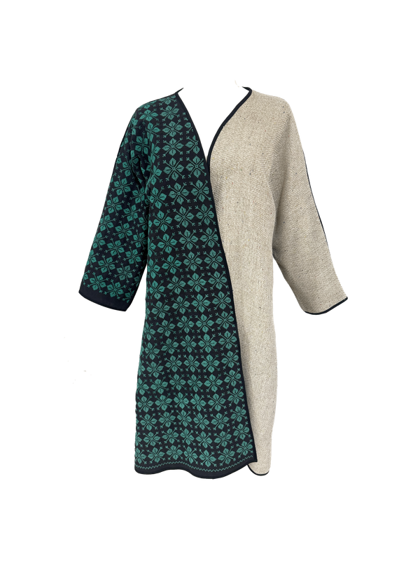 Nadia Dajani x UNHCR Black and Beige Teal Embroidered Abaya