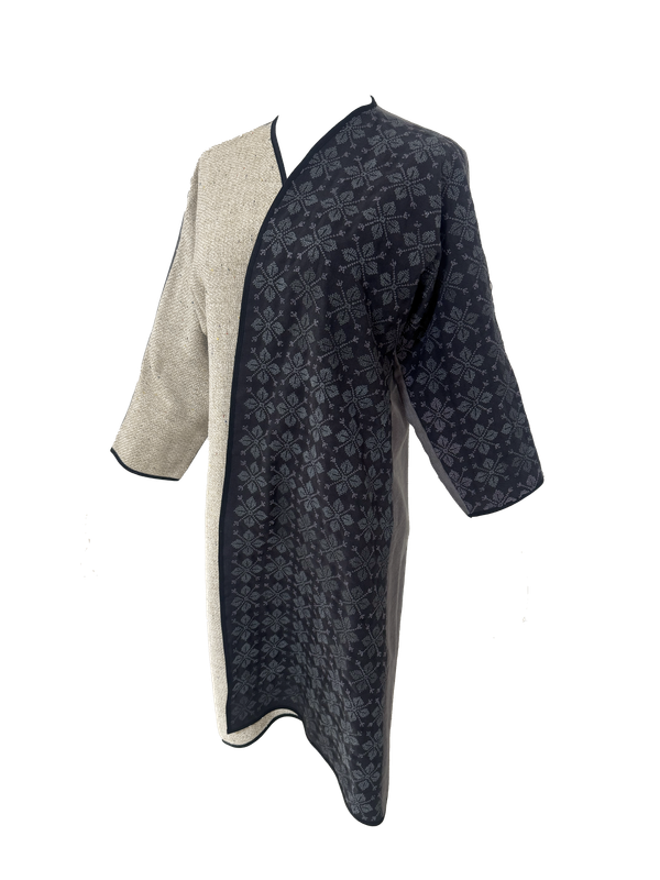 Nadia Dajani x UNHCR Black, Grey and Beige Grey Embroidered Abaya