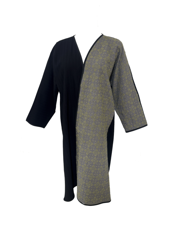 Nadia Dajani x UNHCR Black and Grey Olive Green Embroidered Abaya