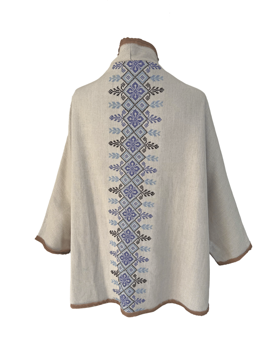 Nadia Dajani x UNHCR Beige Round Jacket with Hand Embroidery