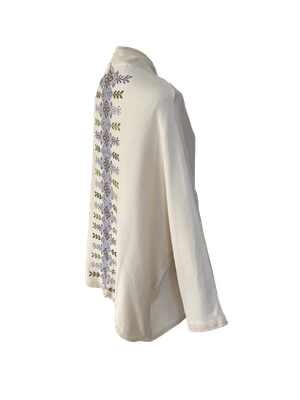 The Round Jacket in Off-White with Pastel Embroidery