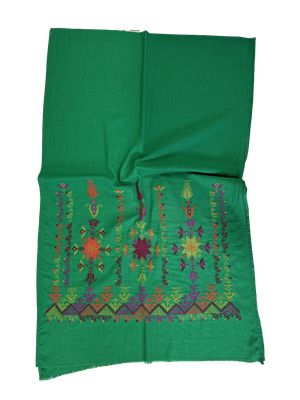 Green Heavily Embroidered Scarf