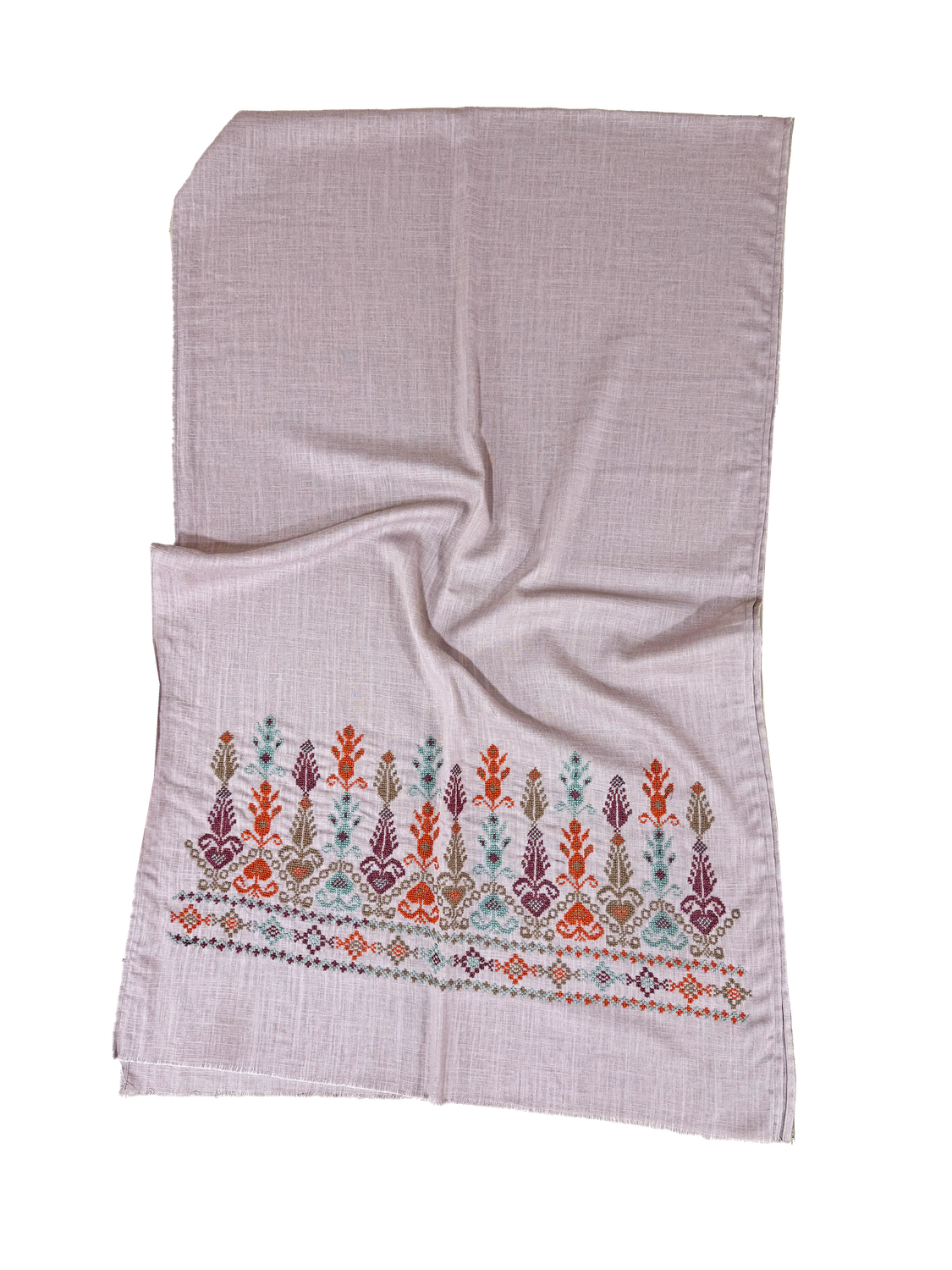 Light Pink Medium Embroidered Scarf