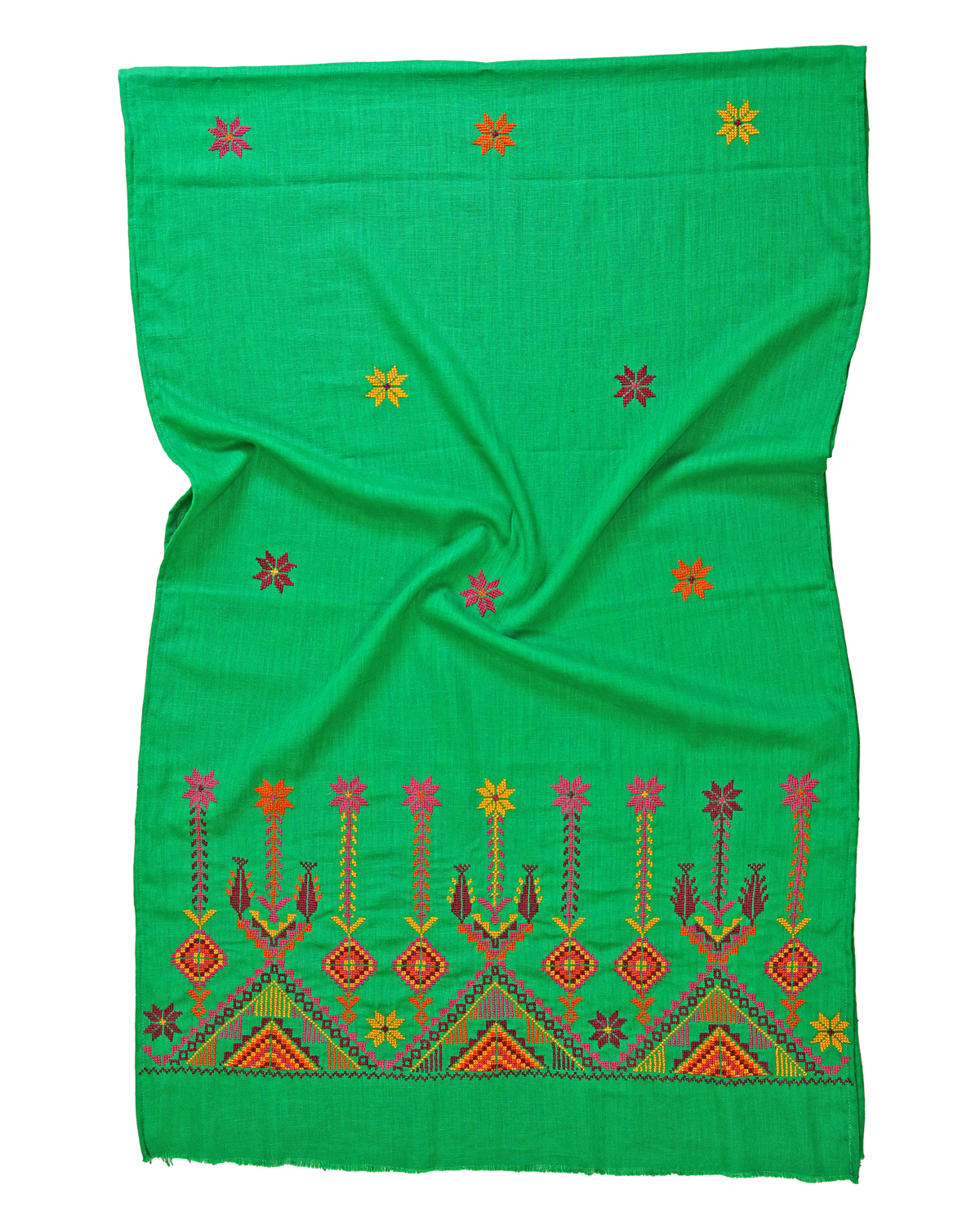 Nadia Dajani x MAP Embroidered Scarf in Green