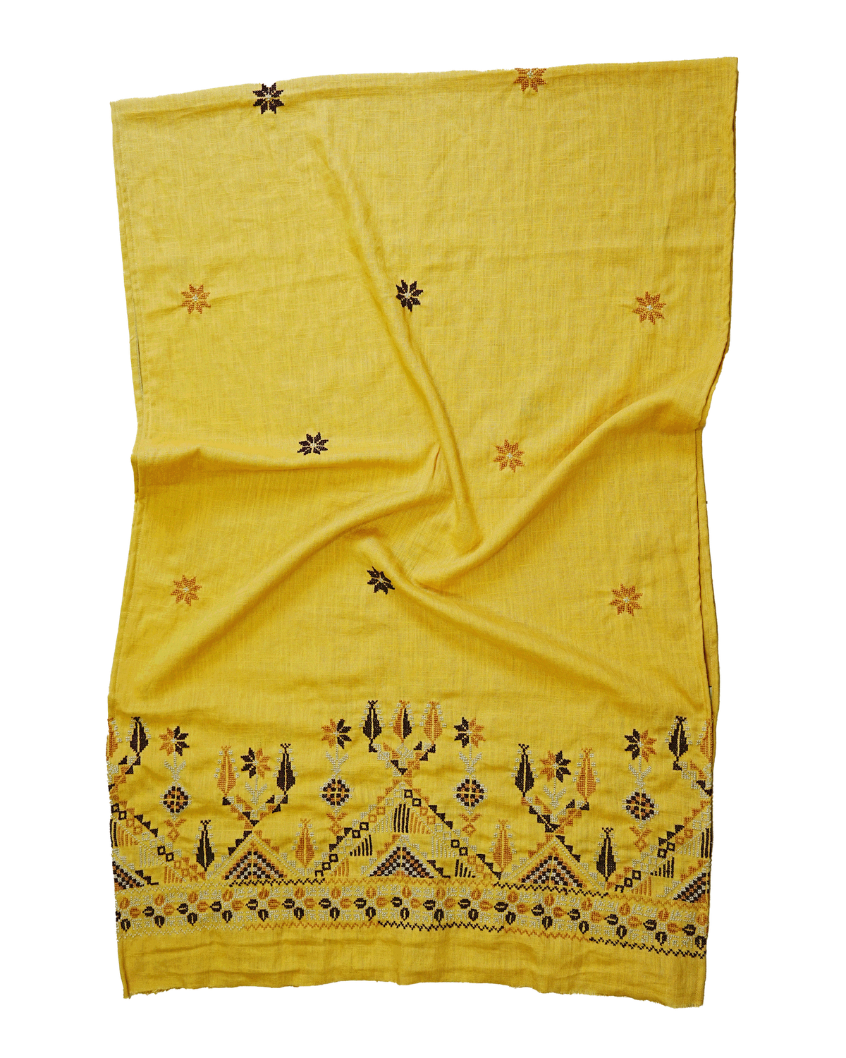 Nadia Dajani x MAP Embroidered Scarf in Yellow