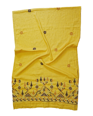 Nadia Dajani x MAP Embroidered Scarf in Yellow