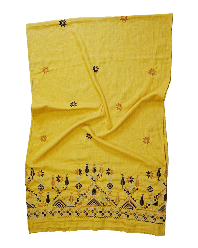 Nadia Dajani x MAP Embroidered Scarf in Yellow