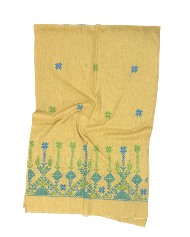 Nadia Dajani x MAP Embroidered Scarf in Yellow