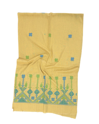 Nadia Dajani x MAP Embroidered Scarf in Yellow