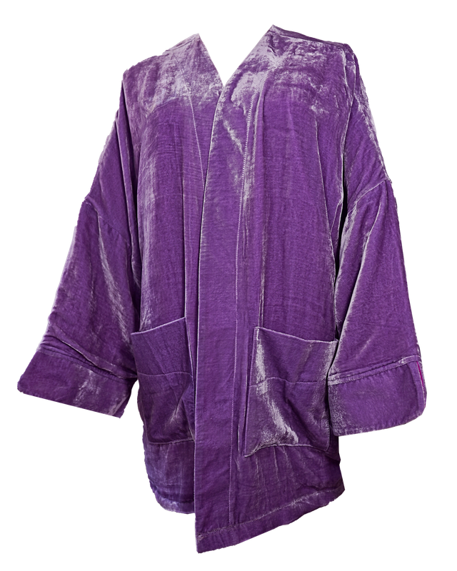 Nadia Dajani x UNHCR Purple Velvet Jacket with Hand Embroidery
