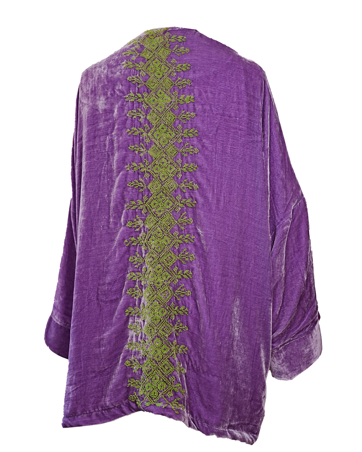 Nadia Dajani x UNHCR Purple Velvet Jacket with Hand Embroidery