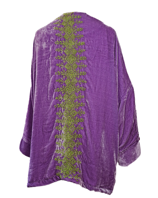 Nadia Dajani x UNHCR Purple Velvet Jacket with Hand Embroidery
