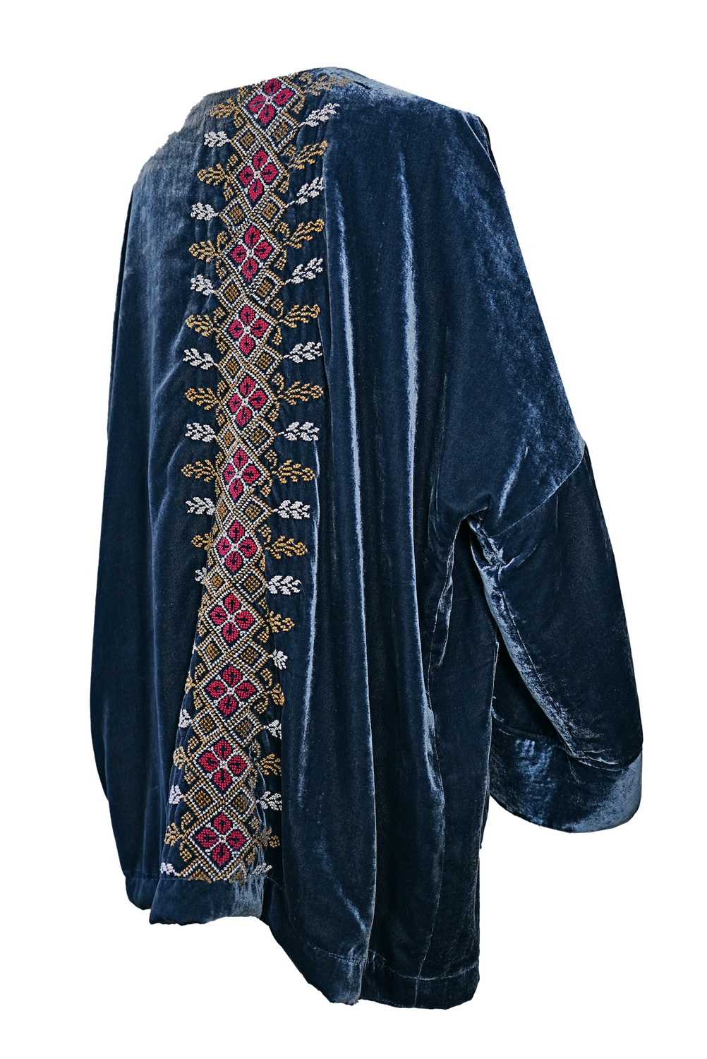Nadia Dajani x UNHCR Blue Velvet Jacket with Hand Embroidery