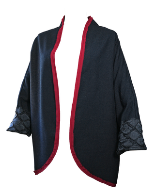 Nadia Dajani x UNHCR Black Round Jacket with Red Hand Embroidery