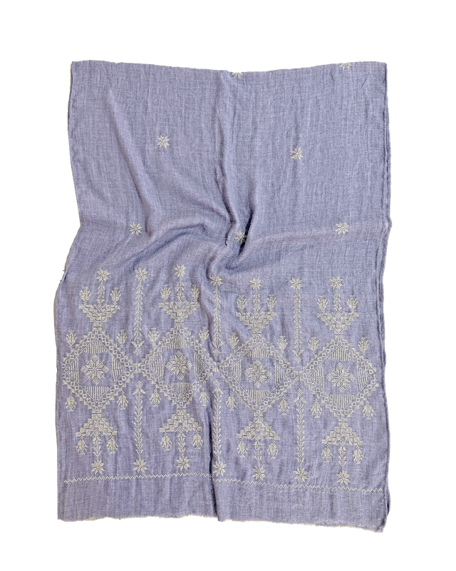 Nadia Dajani x MAP Heavily Embroidered Scarf in Lavender