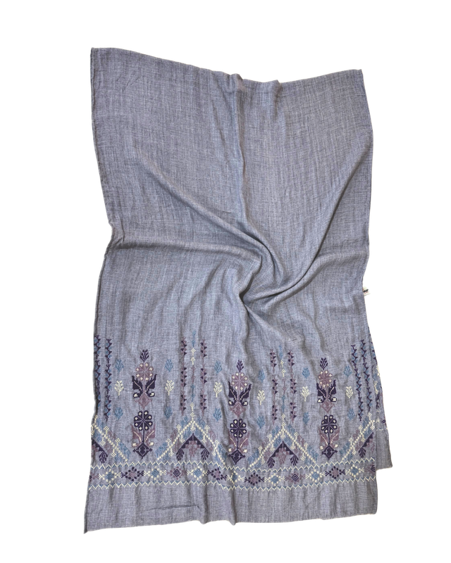 Nadia Dajani x MAP Heavily Embroidered Scarf in Lavender
