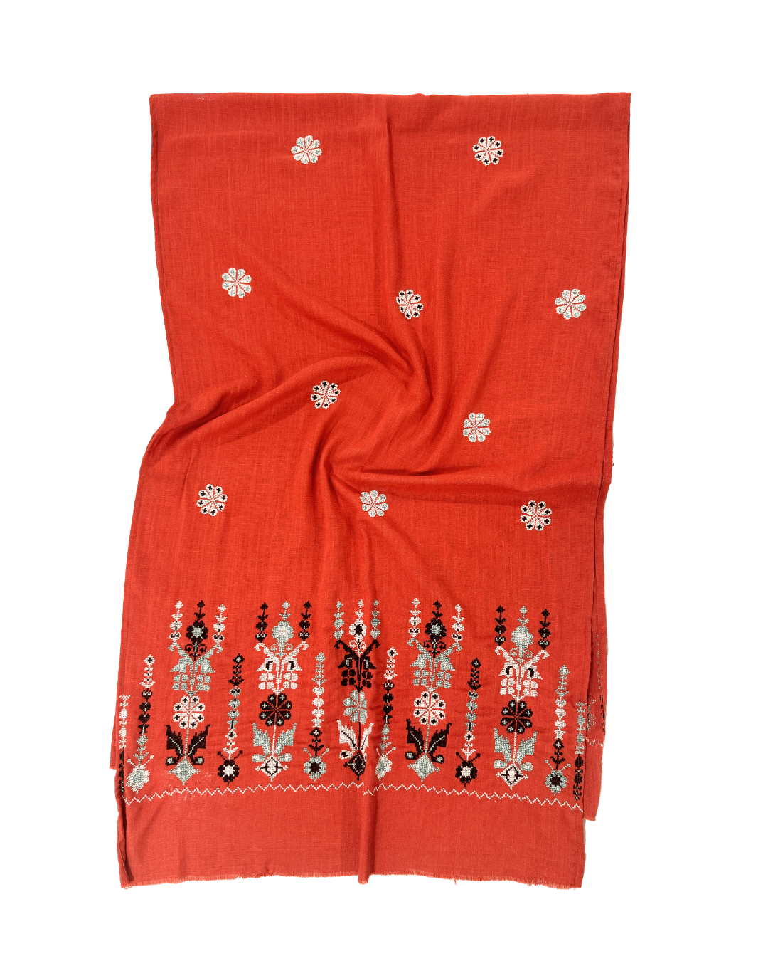 Nadia Dajani x MAP Embroidered Scarf in Orange