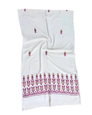 Nadia Dajani x MAP Embroidered Scarf in White