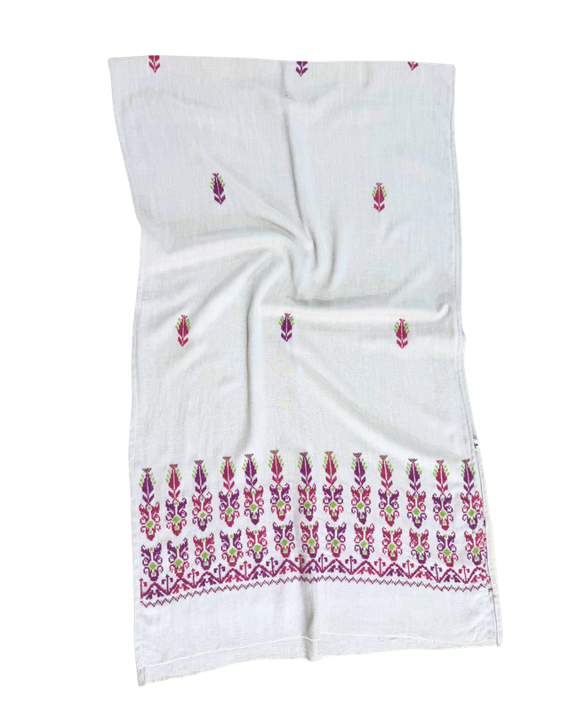 Nadia Dajani x MAP Embroidered Scarf in White