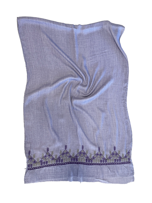 Lightly Embroidered Lavender Scarf