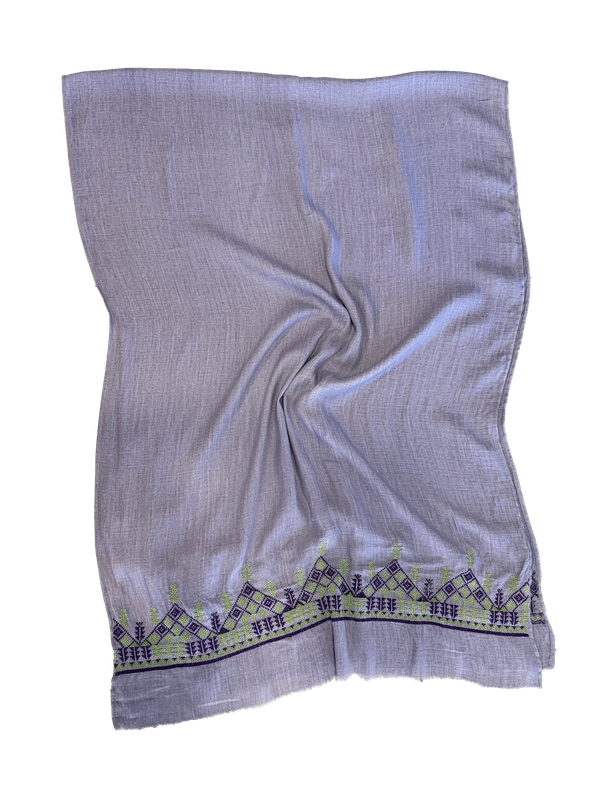 Lightly Embroidered Lavender Scarf
