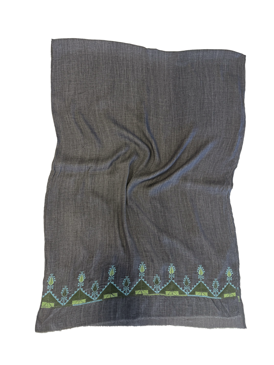 Lightly Embroidered Dark Grey Scarf