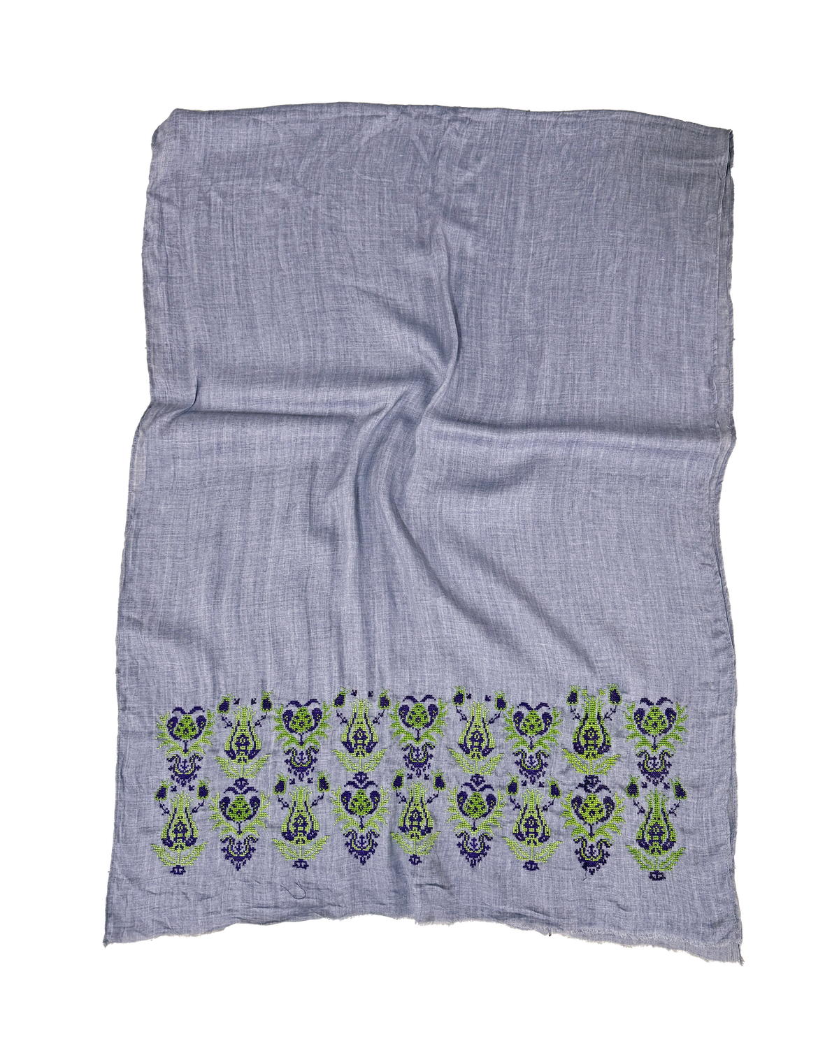 Lavender Heavily Hand Embroidered Scarf