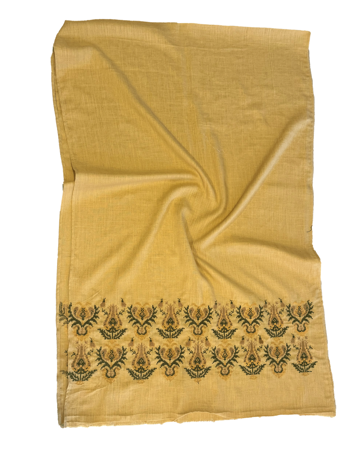 Yellow Heavily Embroidered Scarf