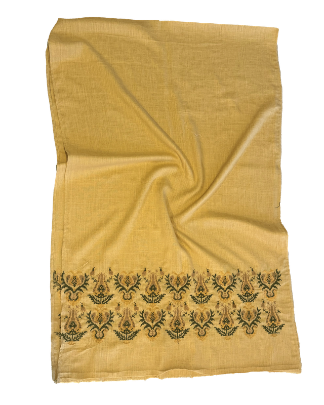 Yellow Heavily Embroidered Scarf
