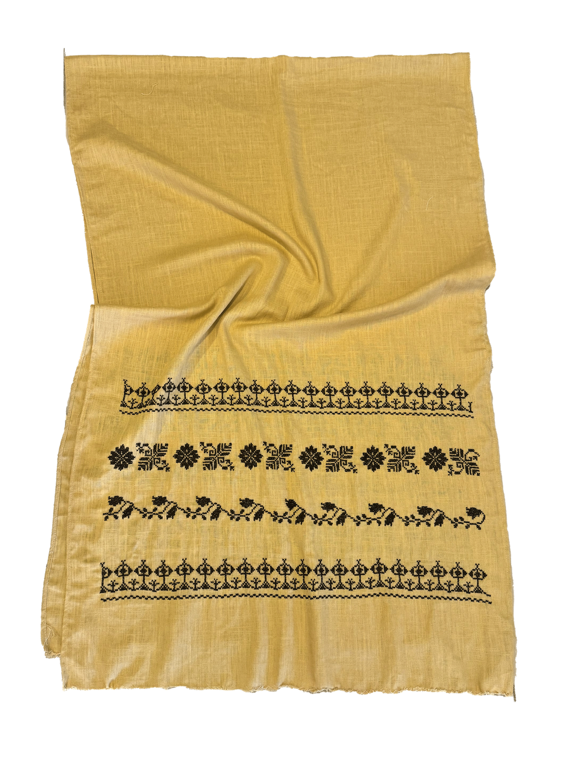 Yellow Medium Embroidered Scarf