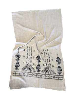 Light Grey Hand Embroidered Scarf