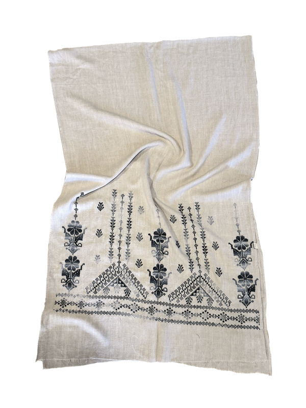 Light Grey Hand Embroidered Scarf