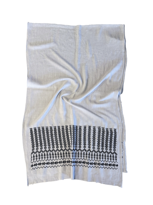 Light Grey Hand Embroidered Scarf