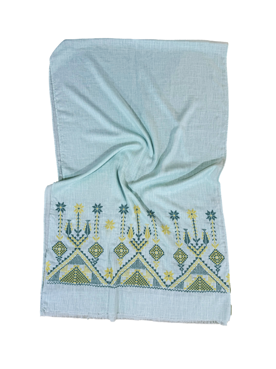 Nadia Dajani x MAP Embroidered Scarf in Mint Green
