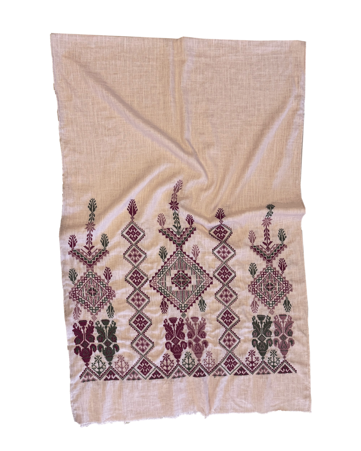 Pink Heavily Embroidered Scarf