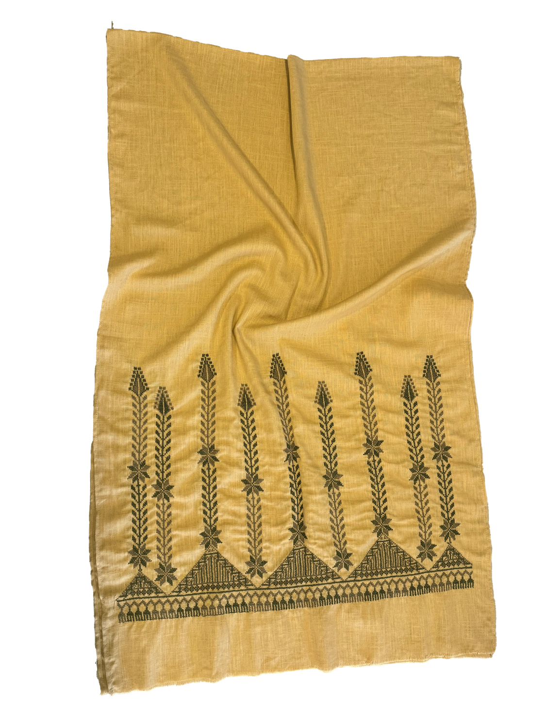 Yellow Hand Embroidered Scarf