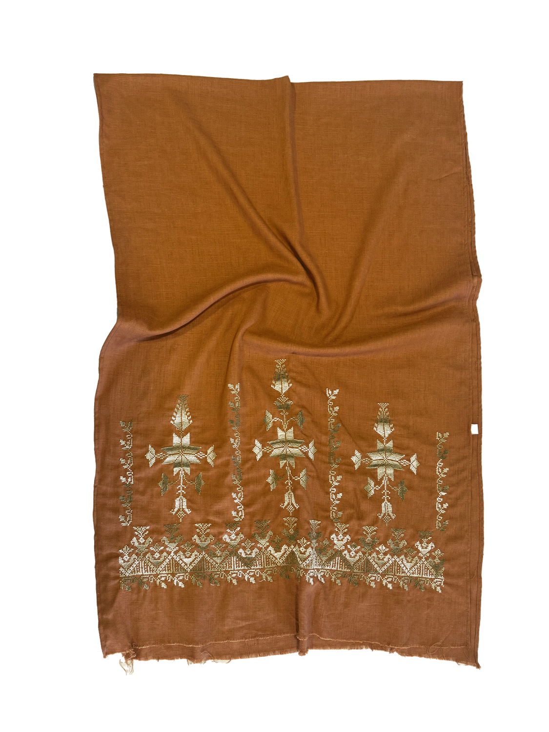 Ochre Hand Embroidered Scarf